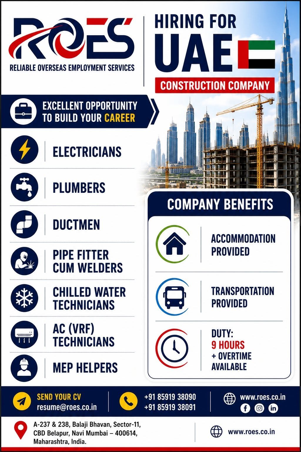 UAE Construction Company Jobs 2026 - Apply Today