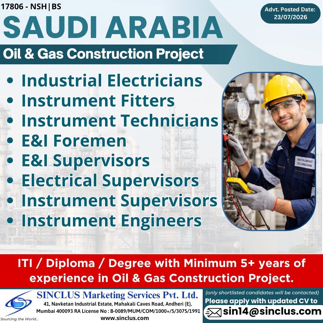 Hiring for Saudi Arabia – Oil & Gas Construction Project