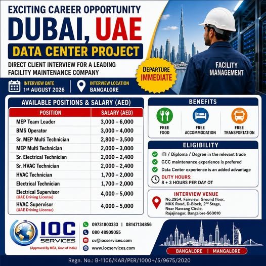 Career Opportunity – Dubai, UAE | Data Center Project