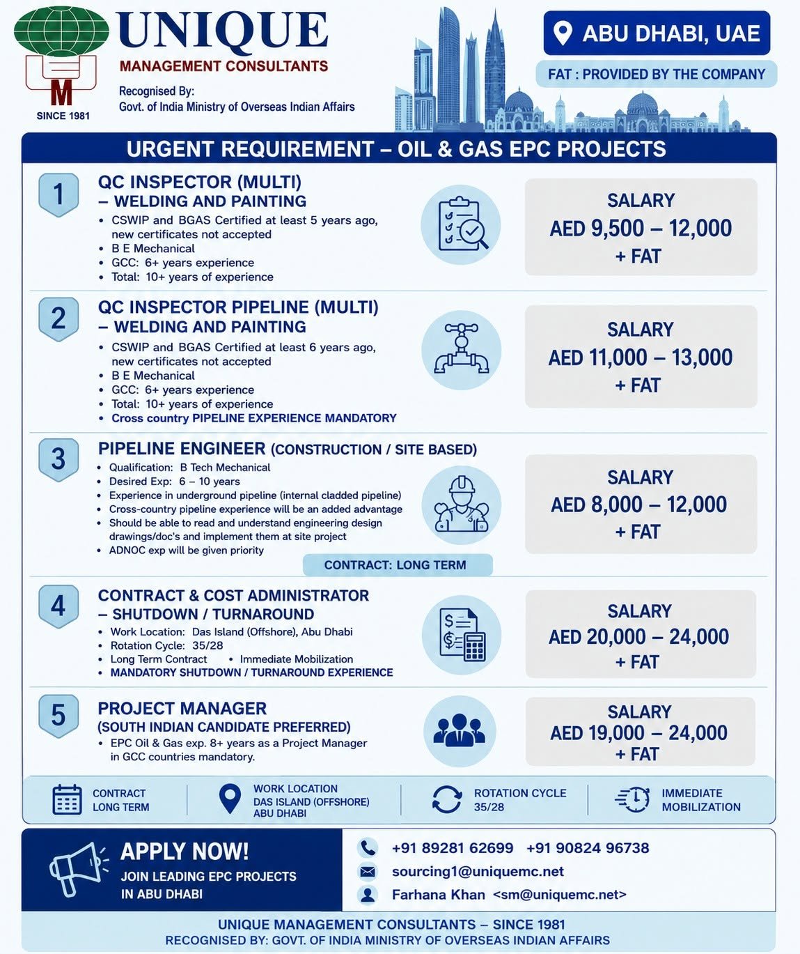UAE Oil & Gas EPC Jobs 2026 | Long-Term Offshore Project | High Salary | Apply Now