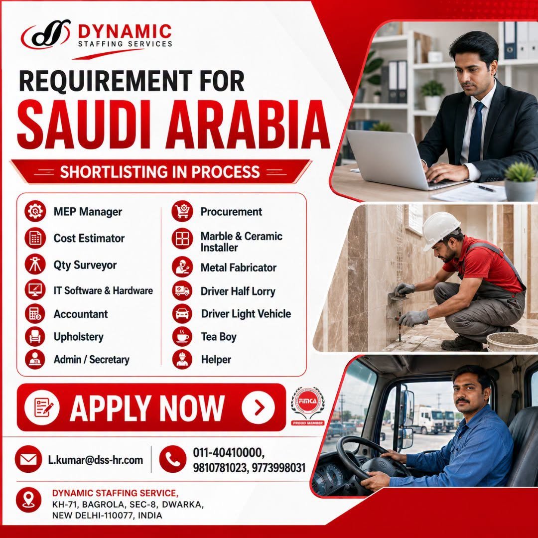 Saudi Arabia Jobs 2026 | Multiple Vacancies - Apply Today