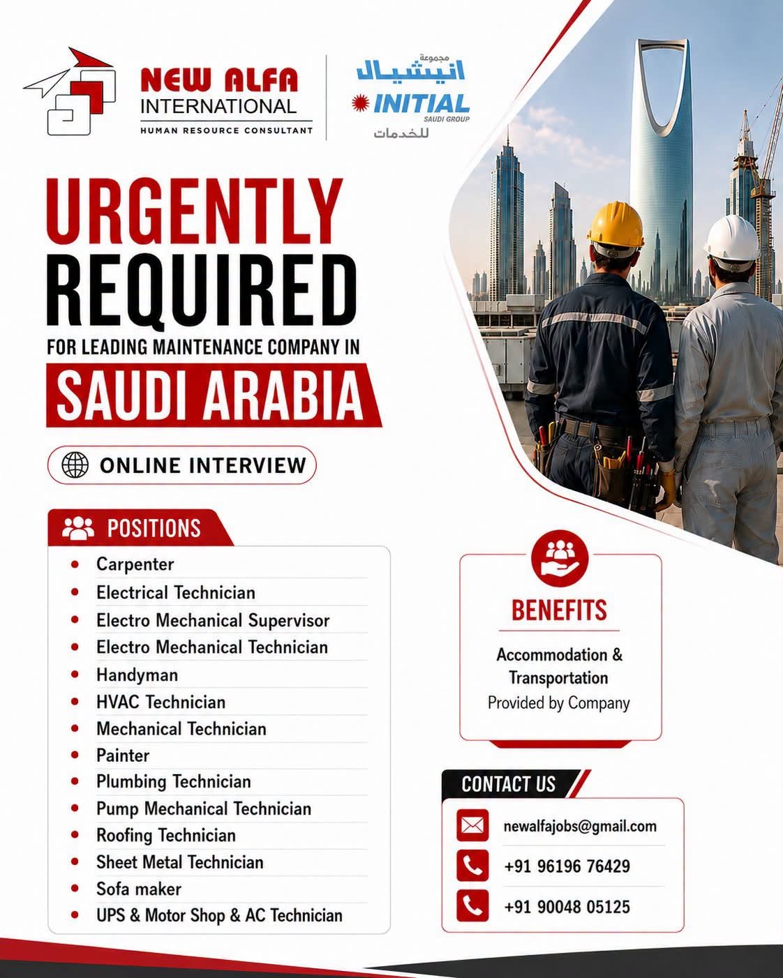Saudi Arabia INITIAL Saudi Group Maintenance Company Jobs 2026 | Online Interview 