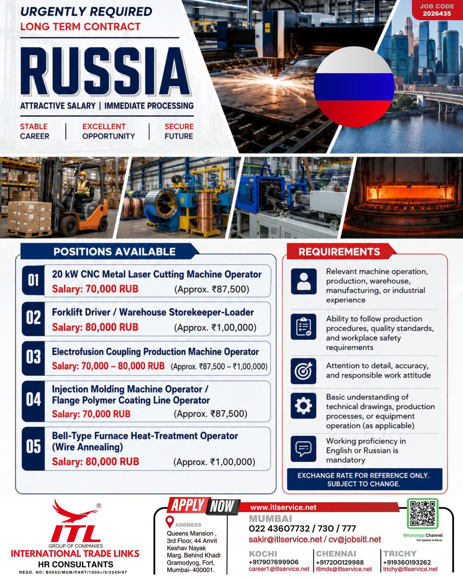 Russia Jobs 2026 | Long-Term Manufacturing Jobs in Russia – Immediate Processing