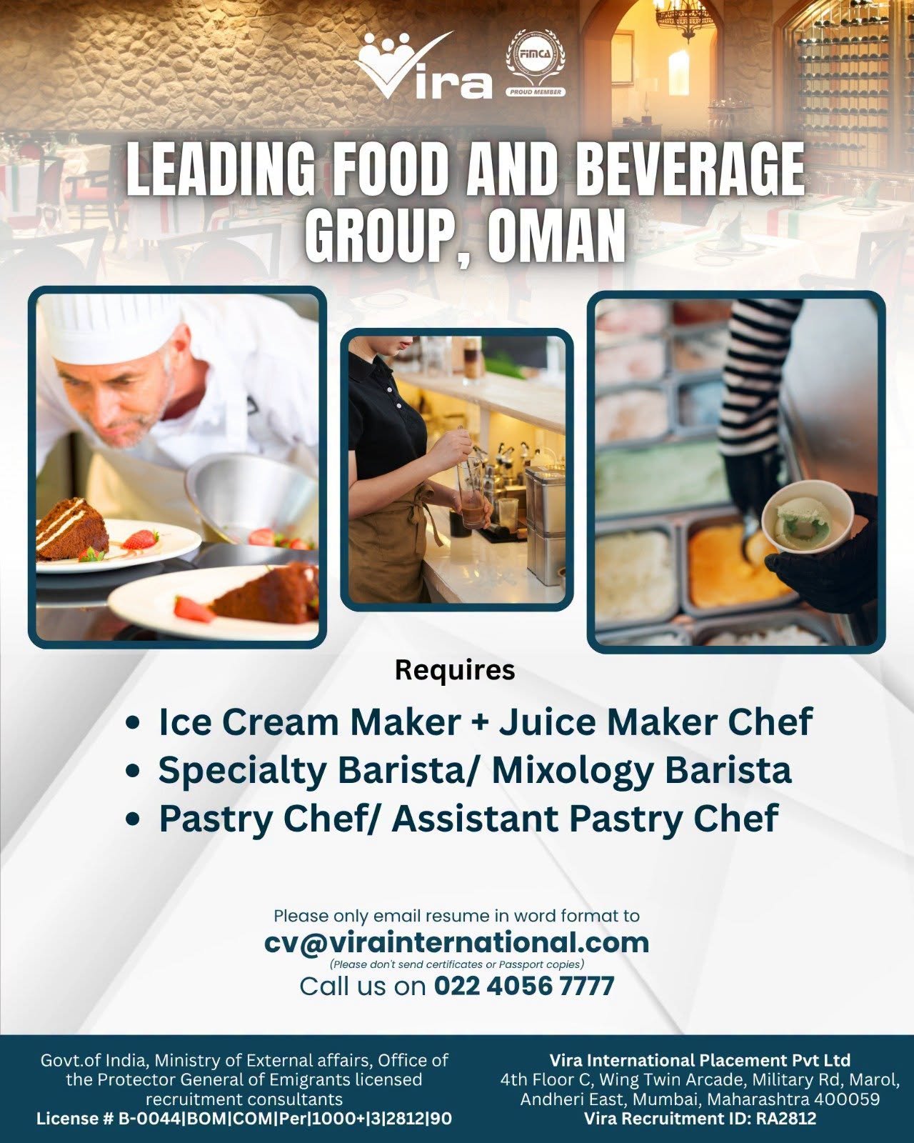 Hiring For A leading Food & Beverage group in Oman