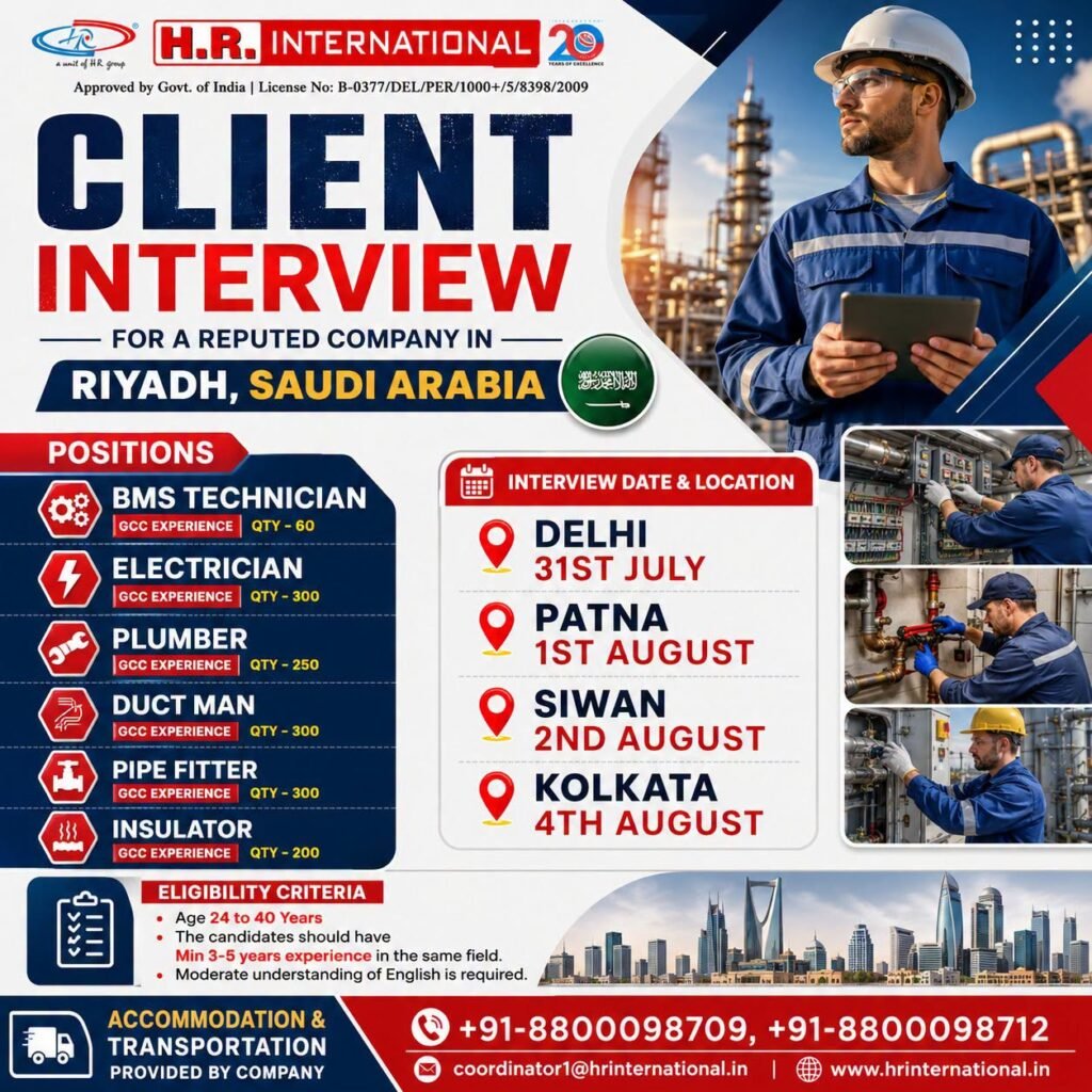 Saudi Arabia Jobs 2026 | Hiring for a reputed company in Riyadh | Client Interview Saudi Arabia Jobs 2026 | Hiring for a reputed company in Riyadh | Client Interview