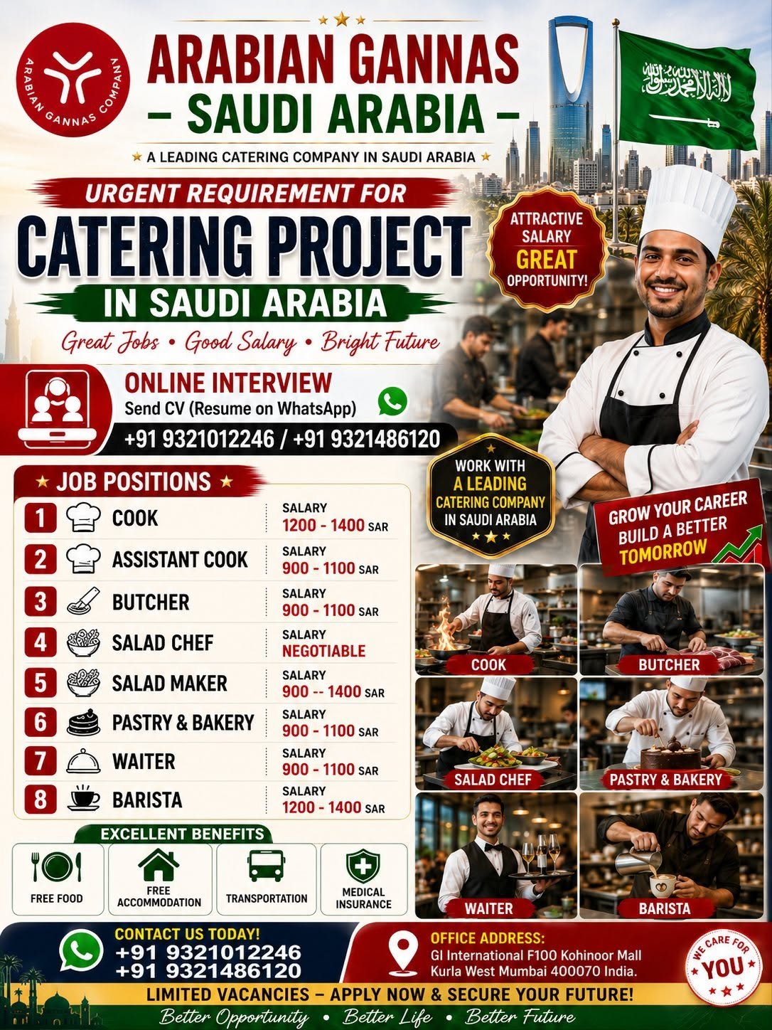Urgent Requirement for Catering Project in Saudi Arabia.