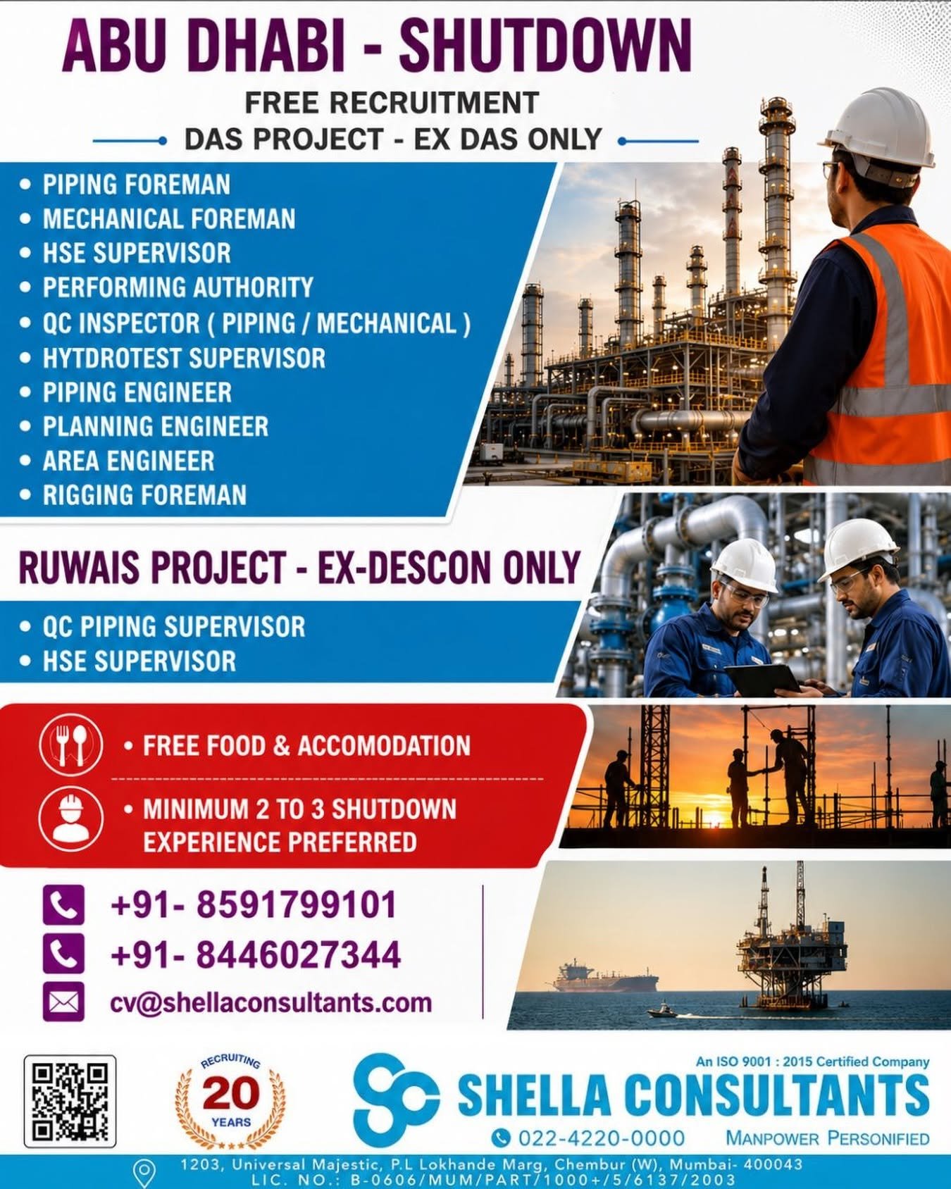 UAE Jobs 2026 | Free Recruitment | DAS & Ruwais Shutdown Vacancies | Apply Now