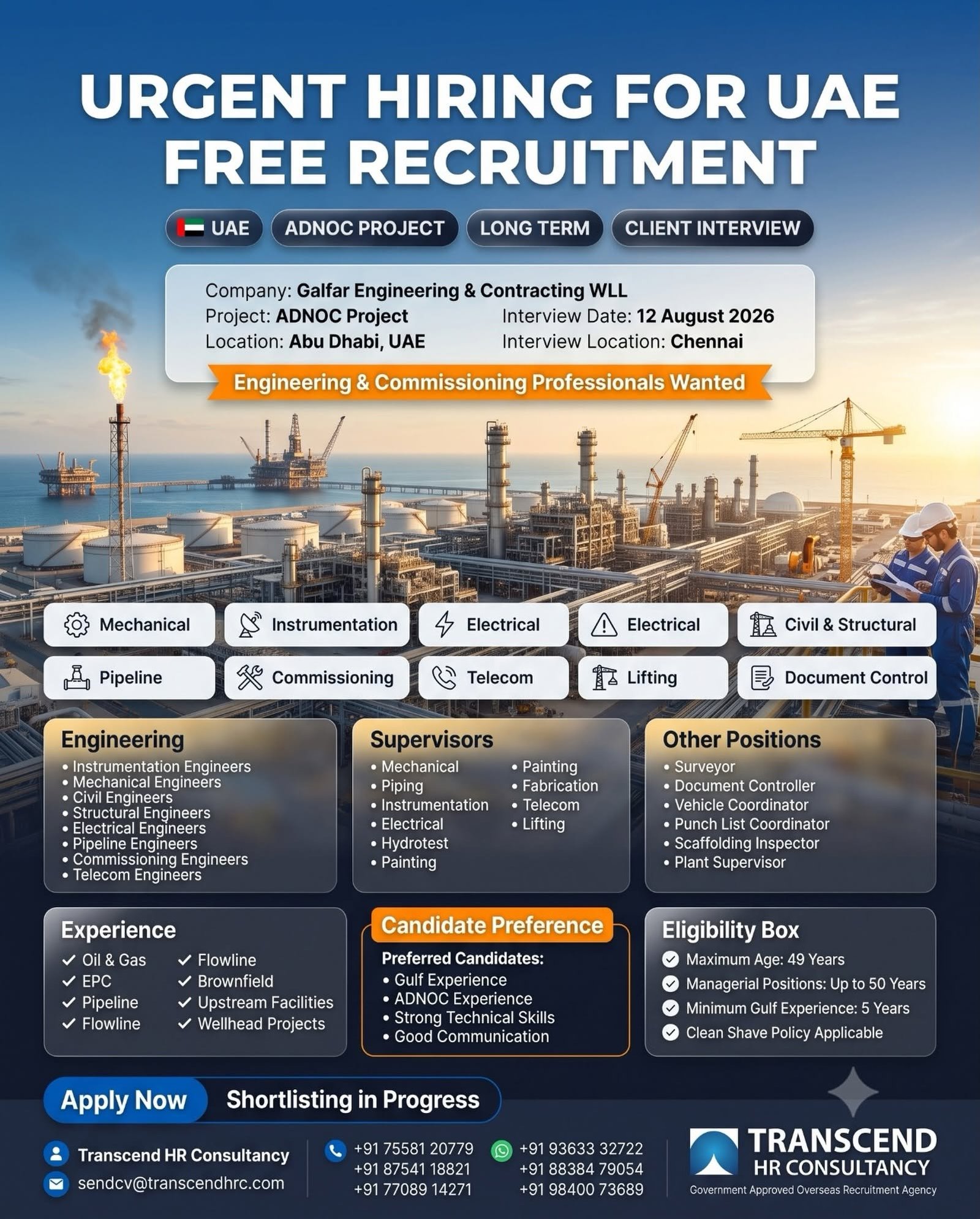UAE - Hiring for Galfar Engineering & Contracting WLL 