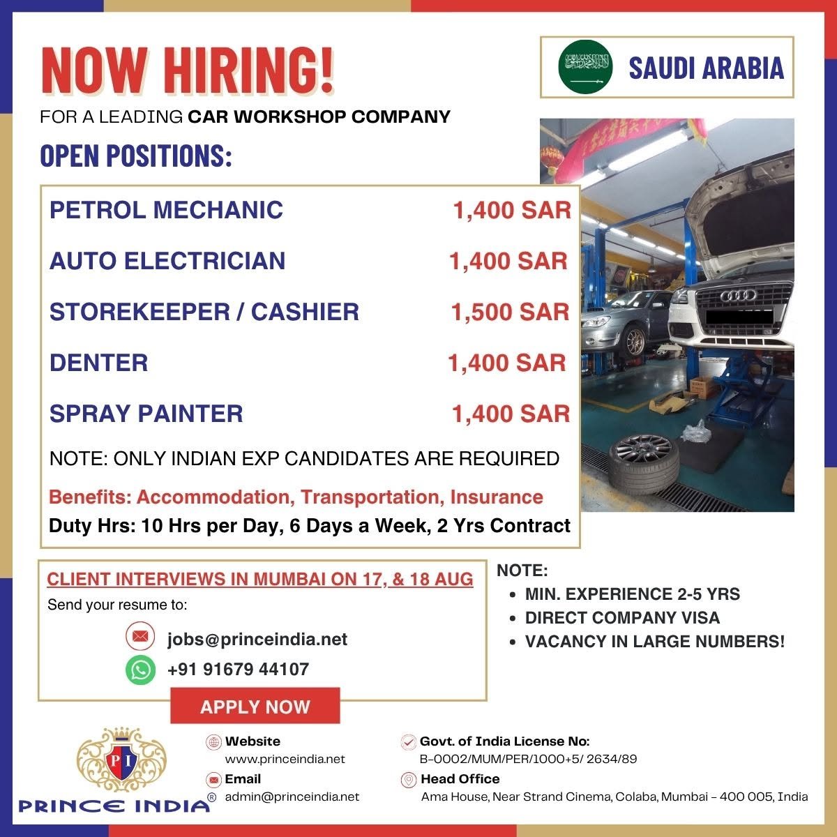 Saudi Arabia Car Workshop Jobs 2026 | Apply Now