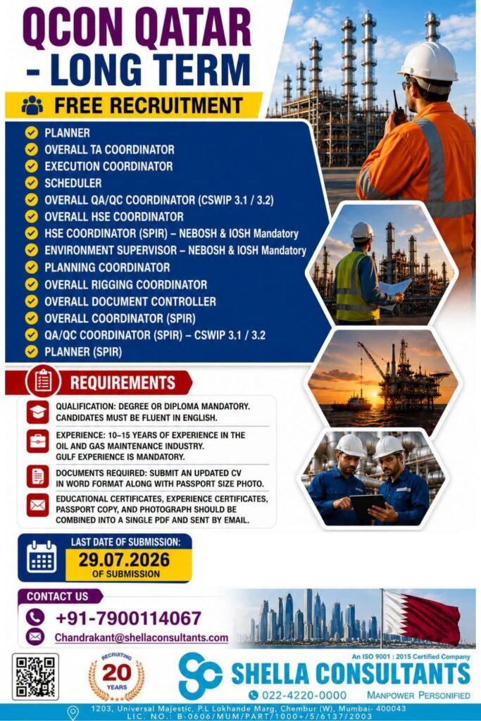 QCON Qatar Long-Term Jobs 2026 | Free Recruitment QCON Qatar Long-Term Jobs 2026 | Free Recruitment