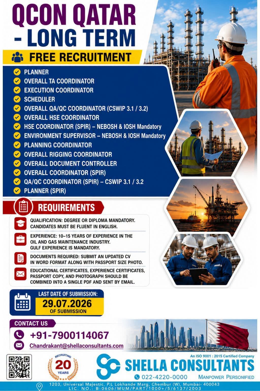 QCON Qatar Long-Term Jobs 2026 | Free Recruitment 