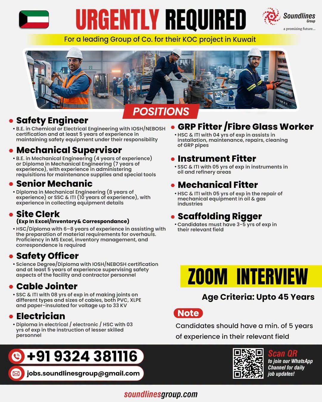 Hiring For a leading Group of Co. in Kuwait