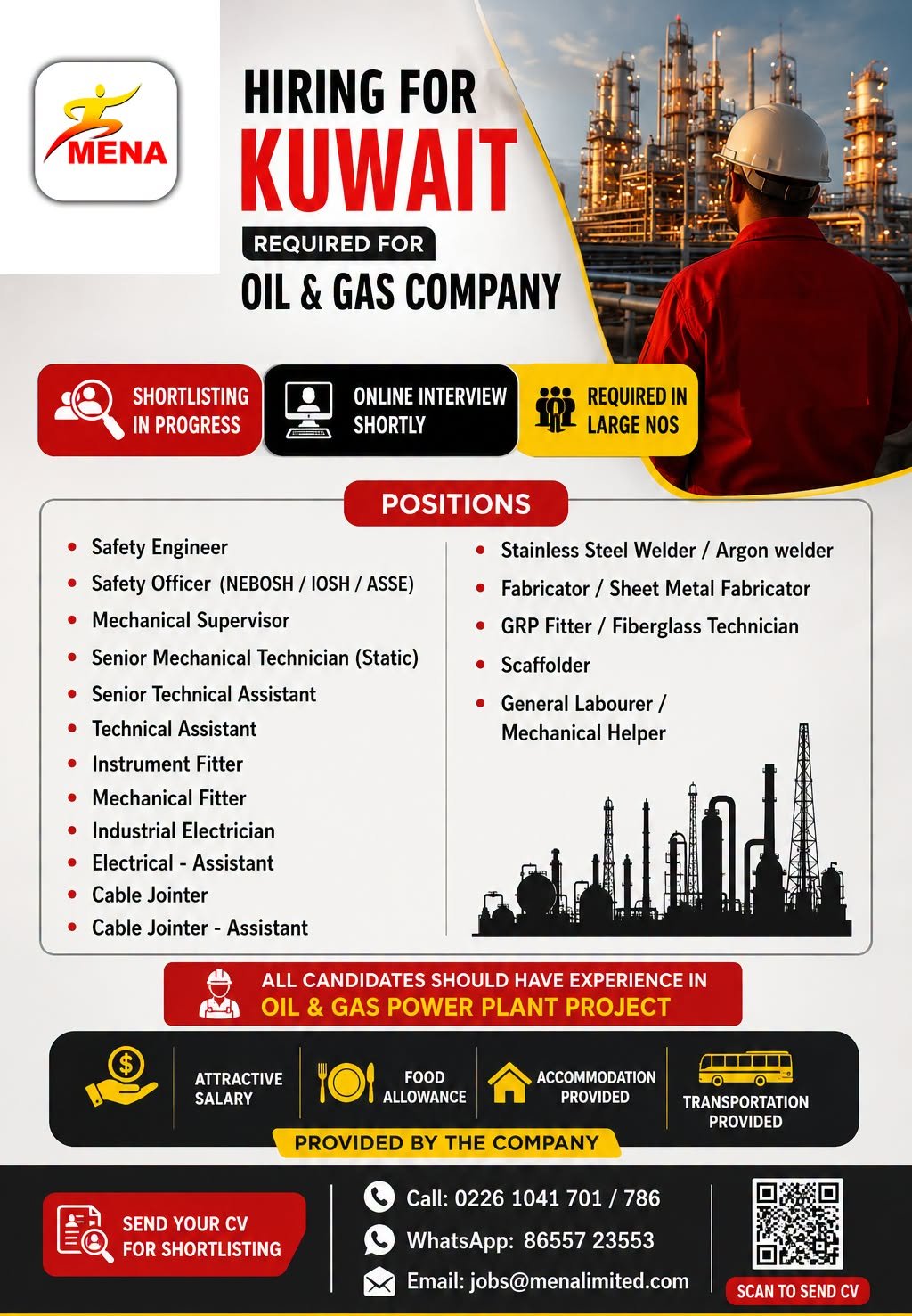 Kuwait Oil & Gas Jobs 2026 | Online Interview