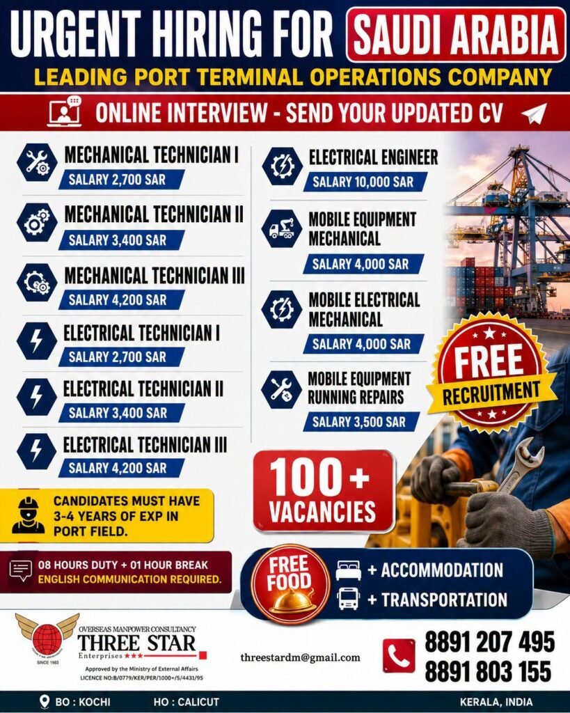Saudi Arabia - Hiring For Leading Port Terminal Operations Company Saudi Arabia - Hiring For Leading Port Terminal Operations Company