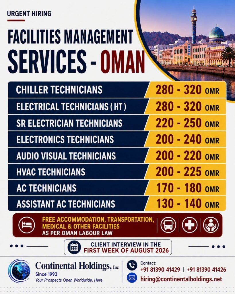 Urgent Hiring for Facilities Management Services | Oman 