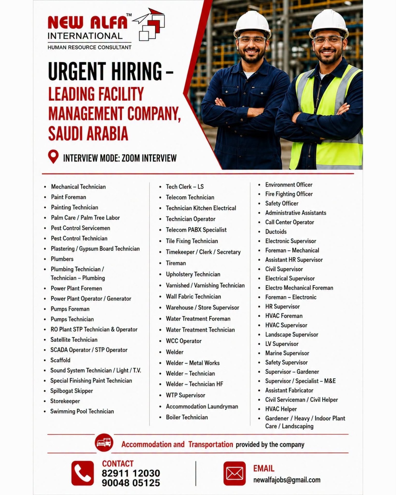 Saudi Arabia Facility Management Jobs 2026 | Zoom Interview | Apply Today