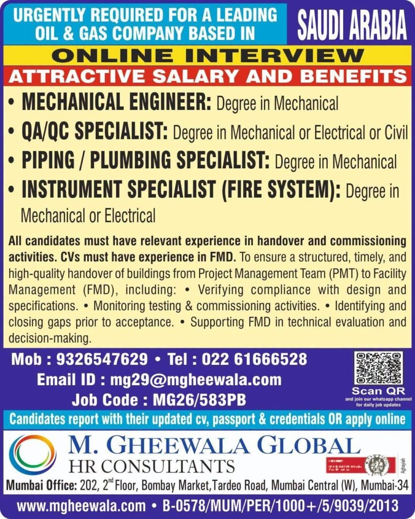 Saudi Arabia Oil & Gas Jobs 2026 | Multiple Vacancies