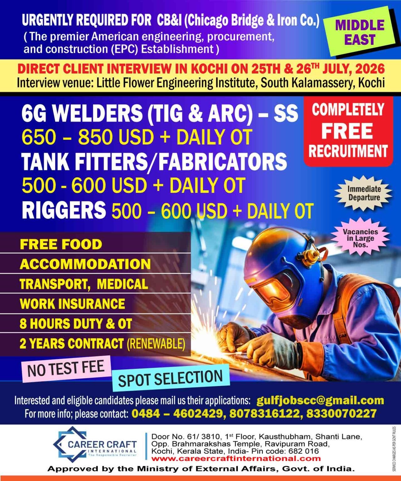 CB&I Middle East Jobs 2026 | Free Recruitment