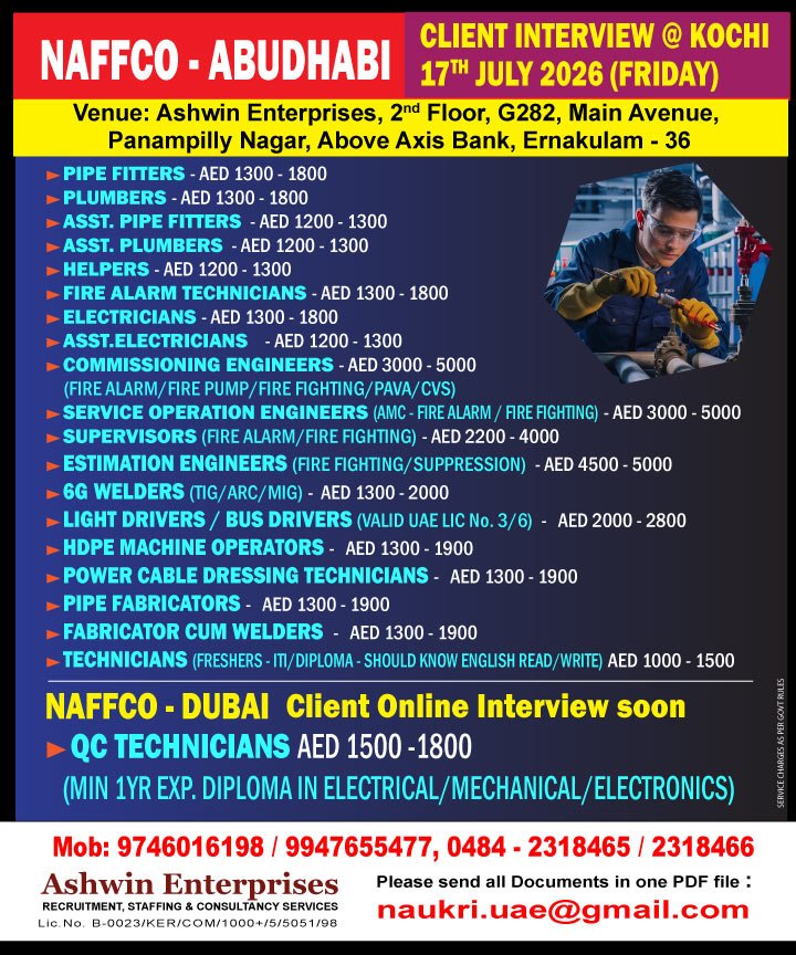 NAFFCO Abu Dhabi Jobs 2026 – Free Recruitment | Client Interview