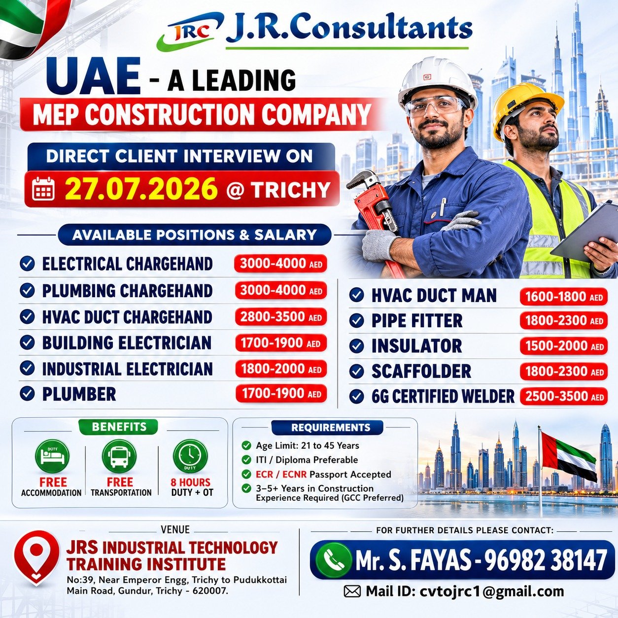 UAE MEP Construction Jobs 2026 | Direct Client Interview