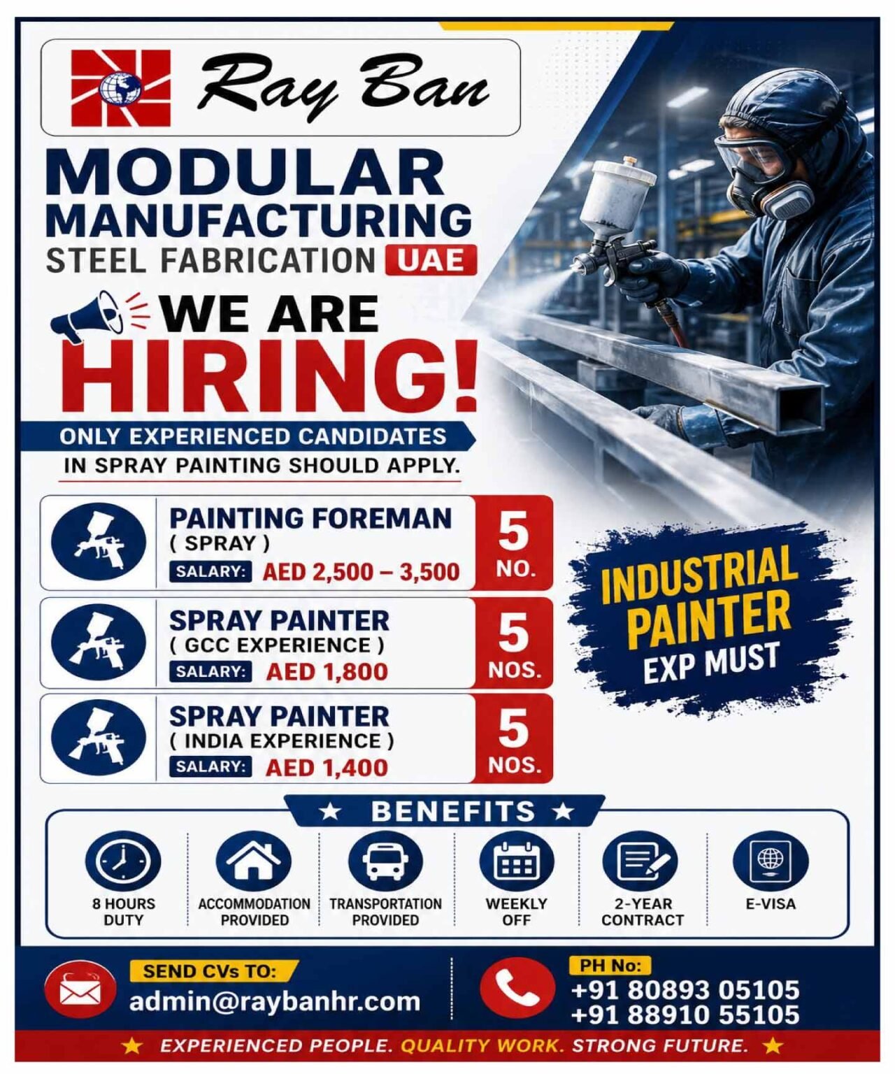 UAE Steel Fabrication Jobs 2026 | Industrial Spray Painter Vacancies | Apply Now