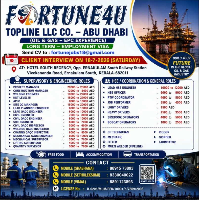 Abu Dhabi Oil & Gas Jobs 2026 | Client Interview on 18 July
