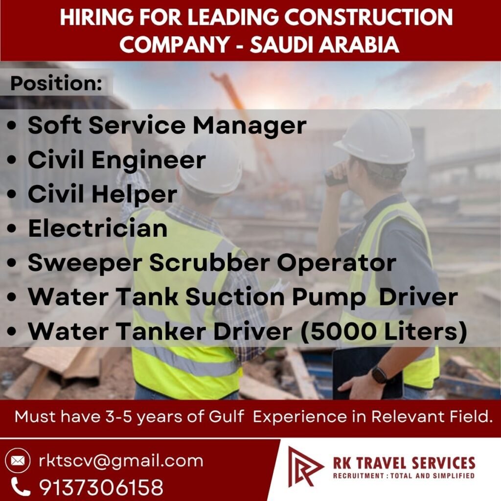Saudi Arabia Construction Company Jobs 2026 | Apply Now
