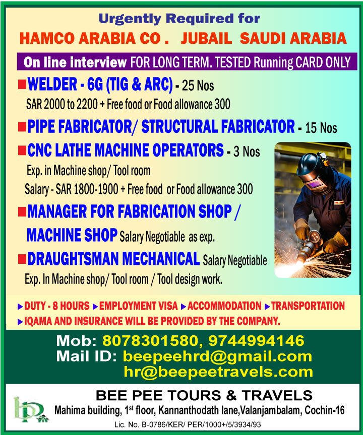 Saudi Arabia HAMCO Arabia Jobs 2026 | Online Interview Saudi Arabia HAMCO Arabia Jobs 2026 | Online Interview