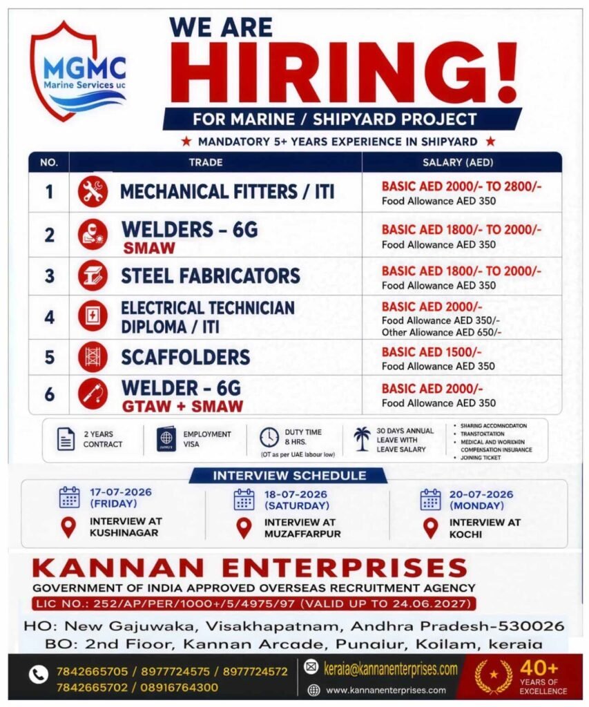 UAE Marine & Shipyard Jobs 2026 – MGMC Marine Services UAE Marine & Shipyard Jobs 2026 – MGMC Marine Services