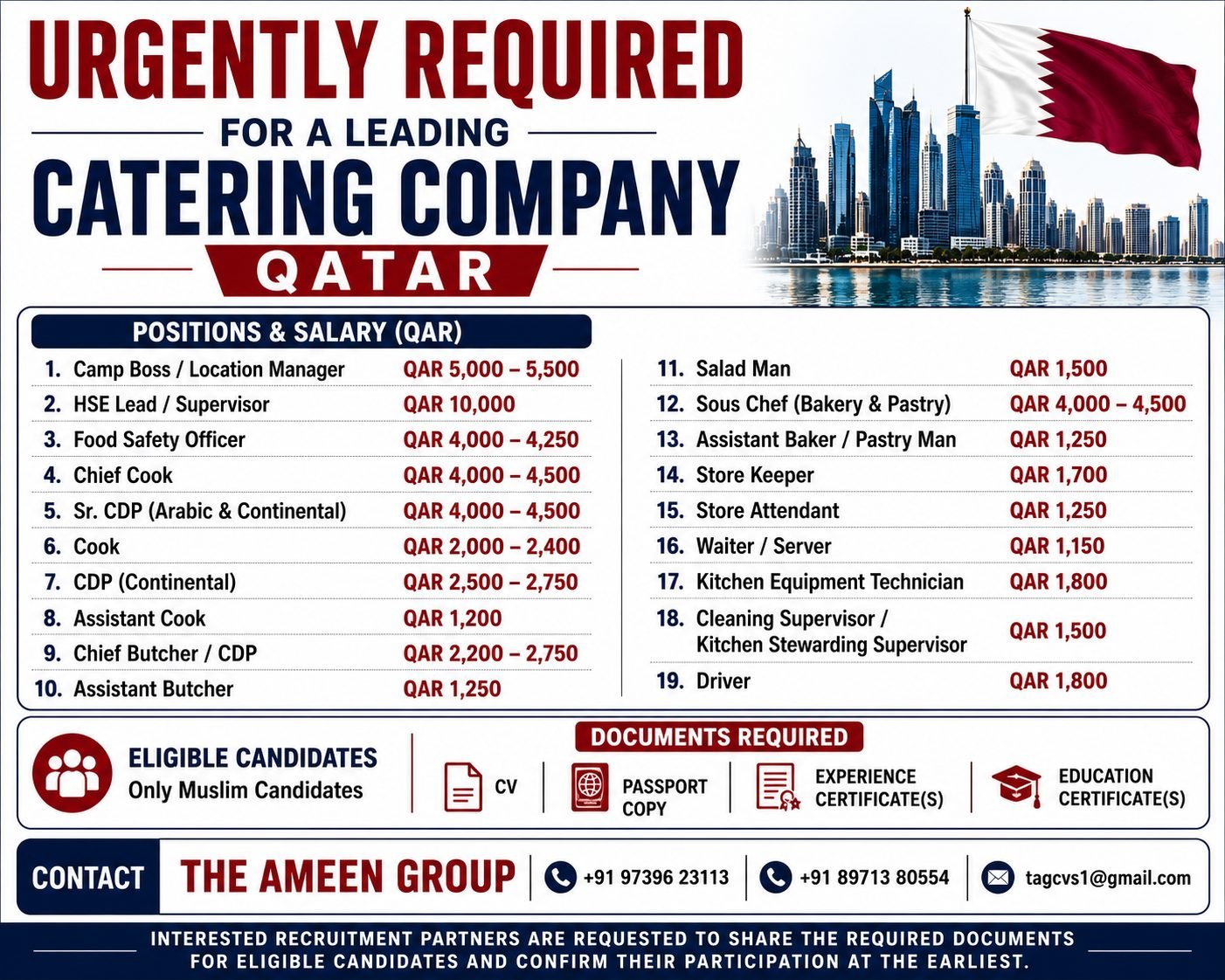 Qatar Catering Company Jobs 2026 | Latest Catering Vacancies in Qatar | Free Food & Accommodation