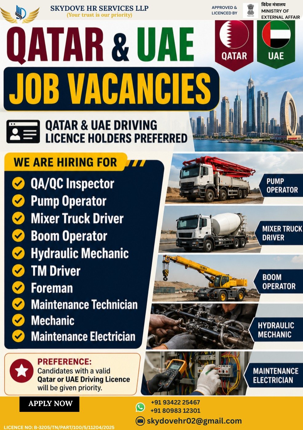 Qatar & UAE Job Vacancies 2026 – Multiple Construction & Equipment Operator Jobs