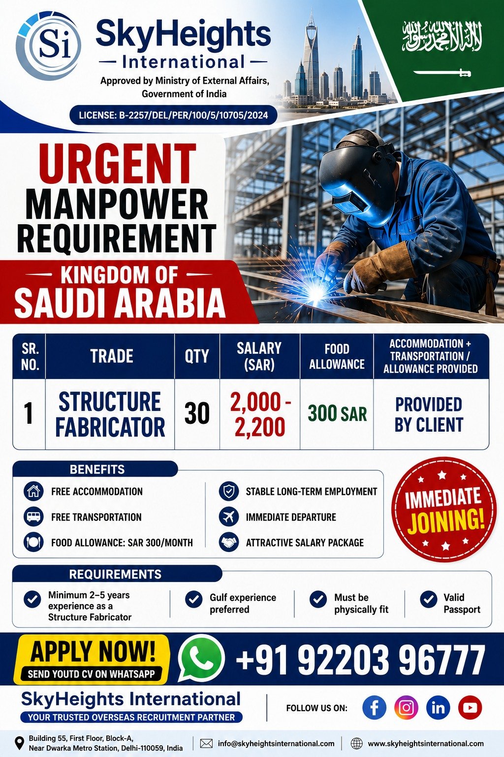 Saudi Arabia Jobs 2026 | Structure Fabricator Vacancies