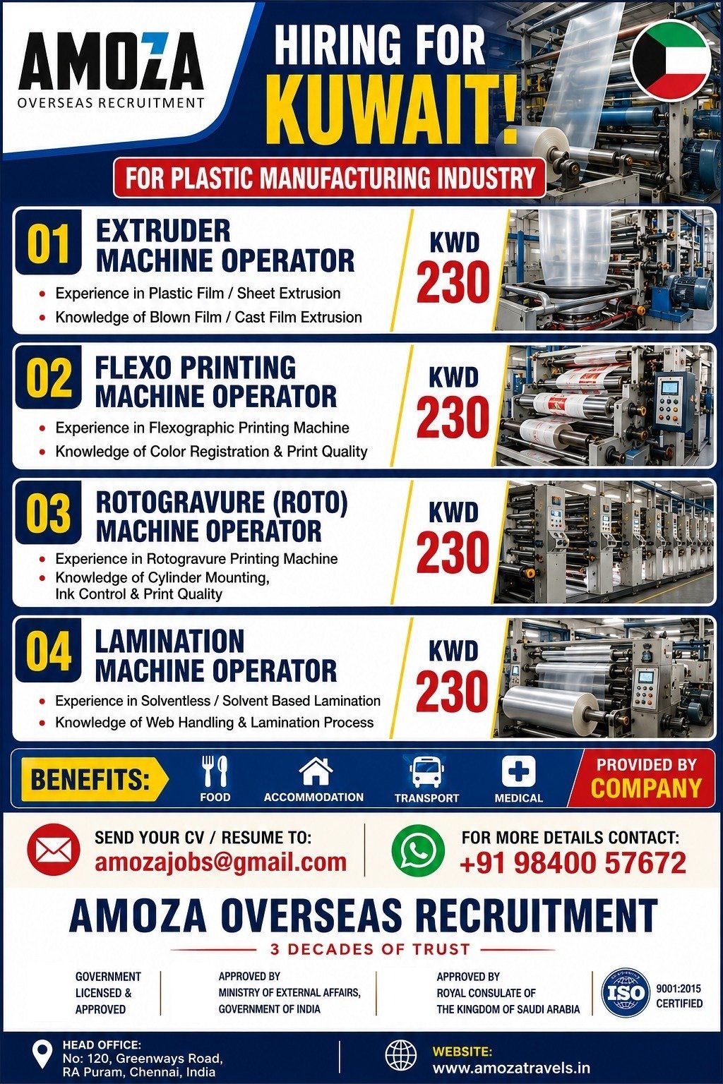 Kuwait Plastic Manufacturing Jobs 2026 – Multiple Vacancies | Apply Now