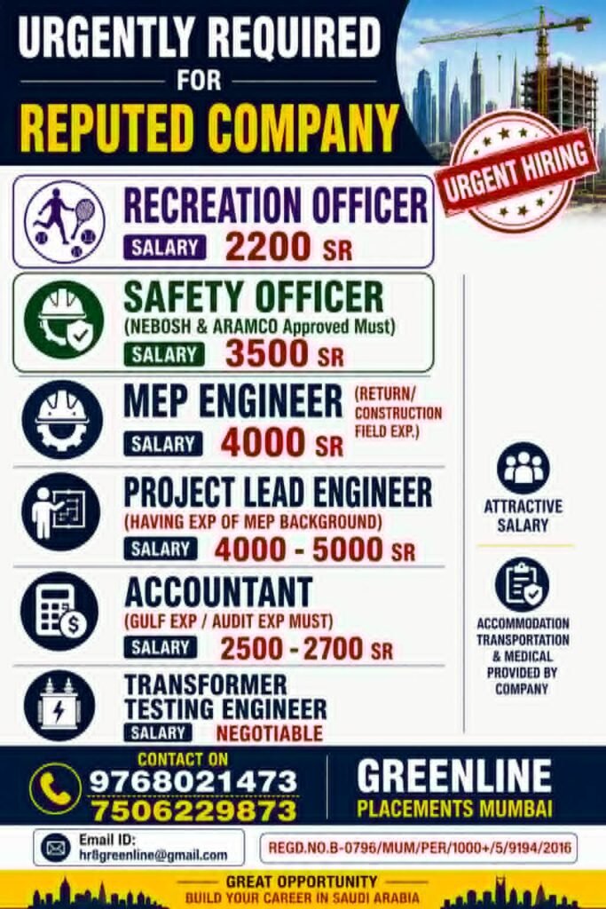Saudi Arabia Jobs 2026 | Hiring For a reputed company | Apply Now