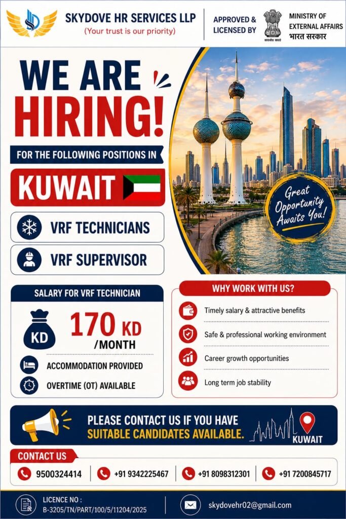 Kuwait Jobs 2026 | VRF Technician & VRF Supervisor Vacancies Kuwait Jobs 2026 | VRF Technician & VRF Supervisor Vacancies