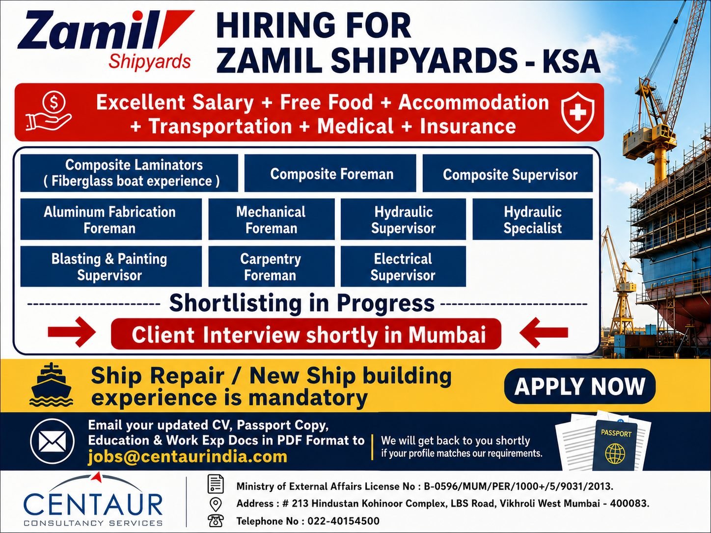 Zamil Shipyards Jobs 2026 – Saudi Arabia Hiring for Shipyard Professionals