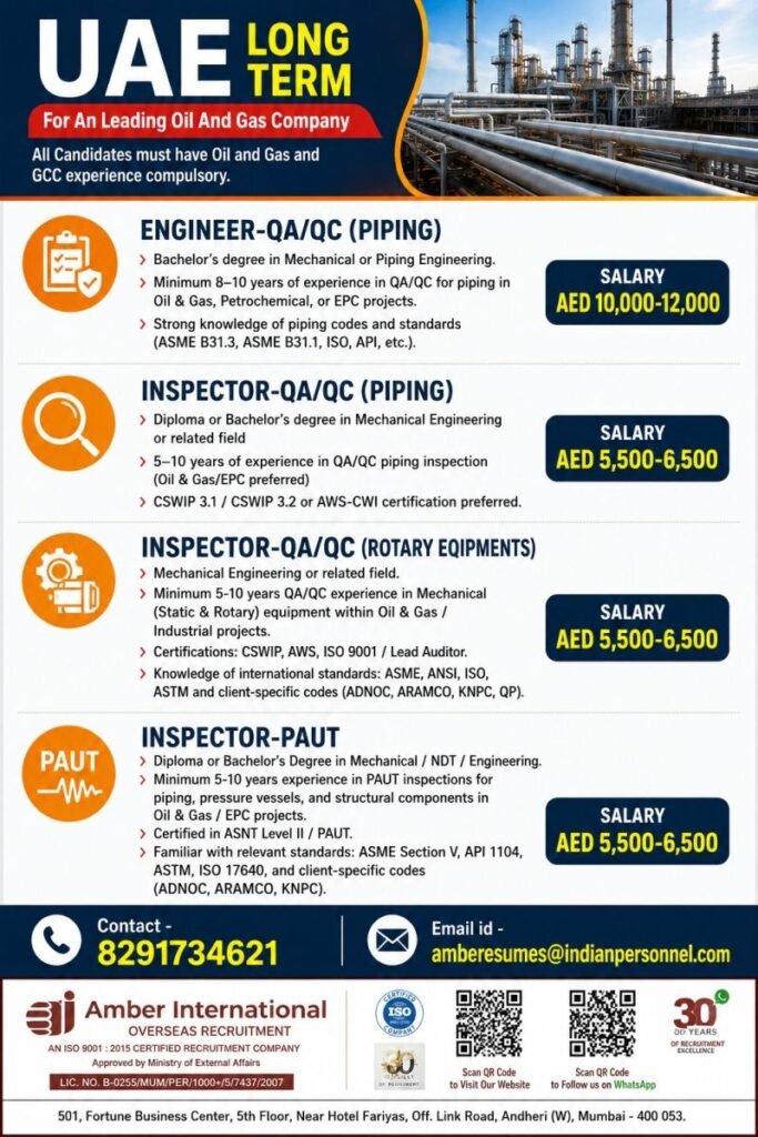 UAE Oil & Gas Jobs 2026 | Long-Term Project | Apply Now