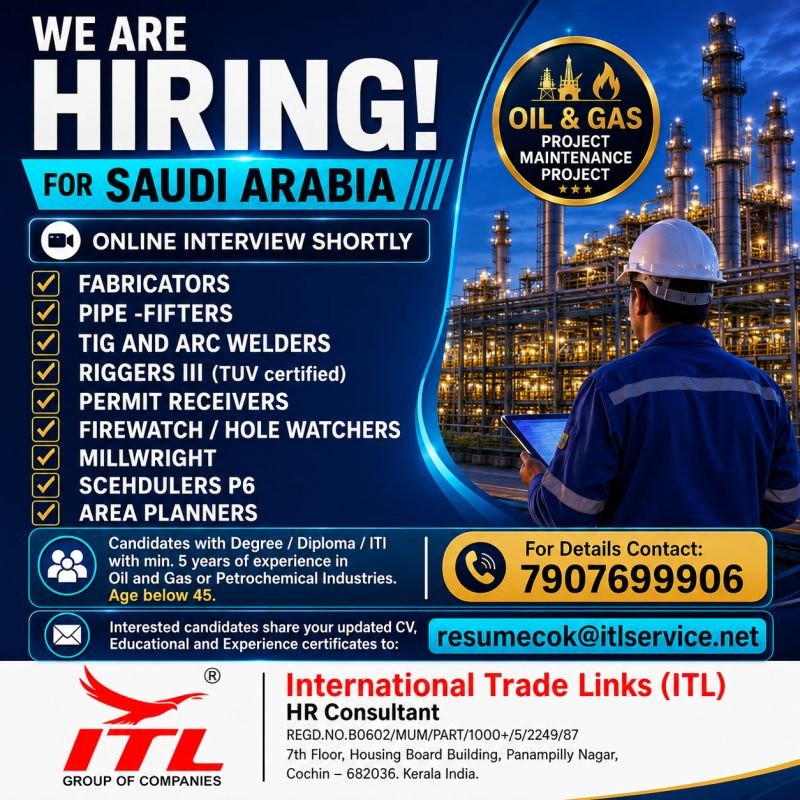 Saudi Arabia Oil & Gas Project Maintenance Jobs - Online Interview Shortly Saudi Arabia Oil & Gas Project Maintenance Jobs - Online Interview Shortly