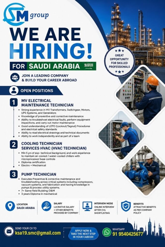Hiring for Saudi Arabia leading company