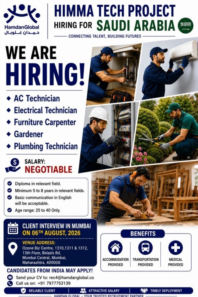 hiring for HIMMA TECH Project in Saudi Arabia