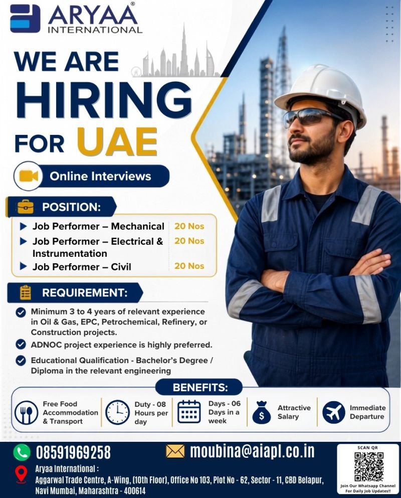Hiring for UAE | Oil & Gas / EPC Projects 