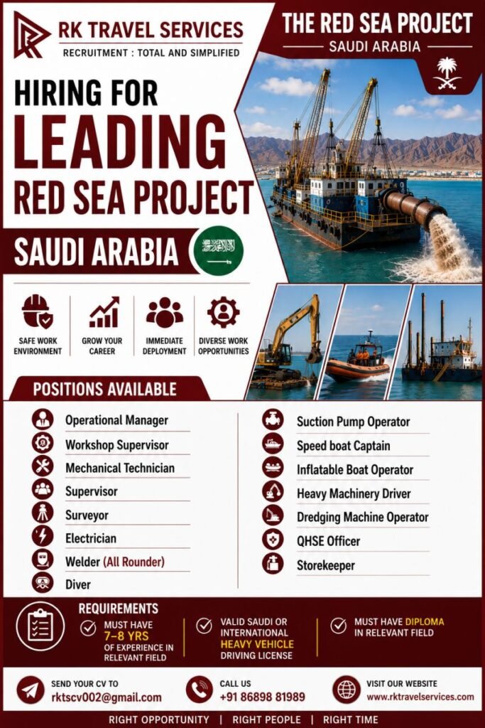 Saudi Arabia - Urgent Hiring For Red Sea Project Saudi Arabia - Urgent Hiring For Red Sea Project
