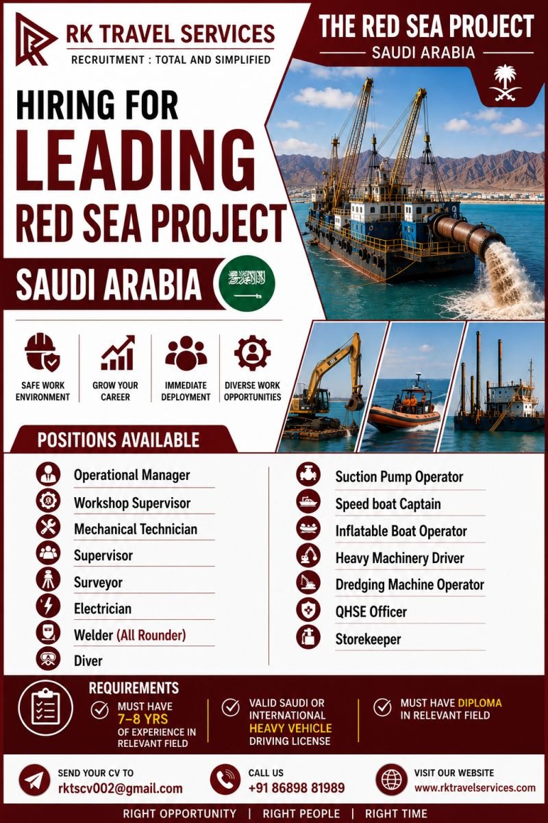 Saudi Arabia - Urgent Hiring For Red Sea Project