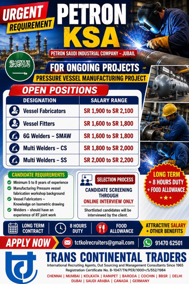 Saudi Arabia - Hiring For PETRON Saudi Industrial Company