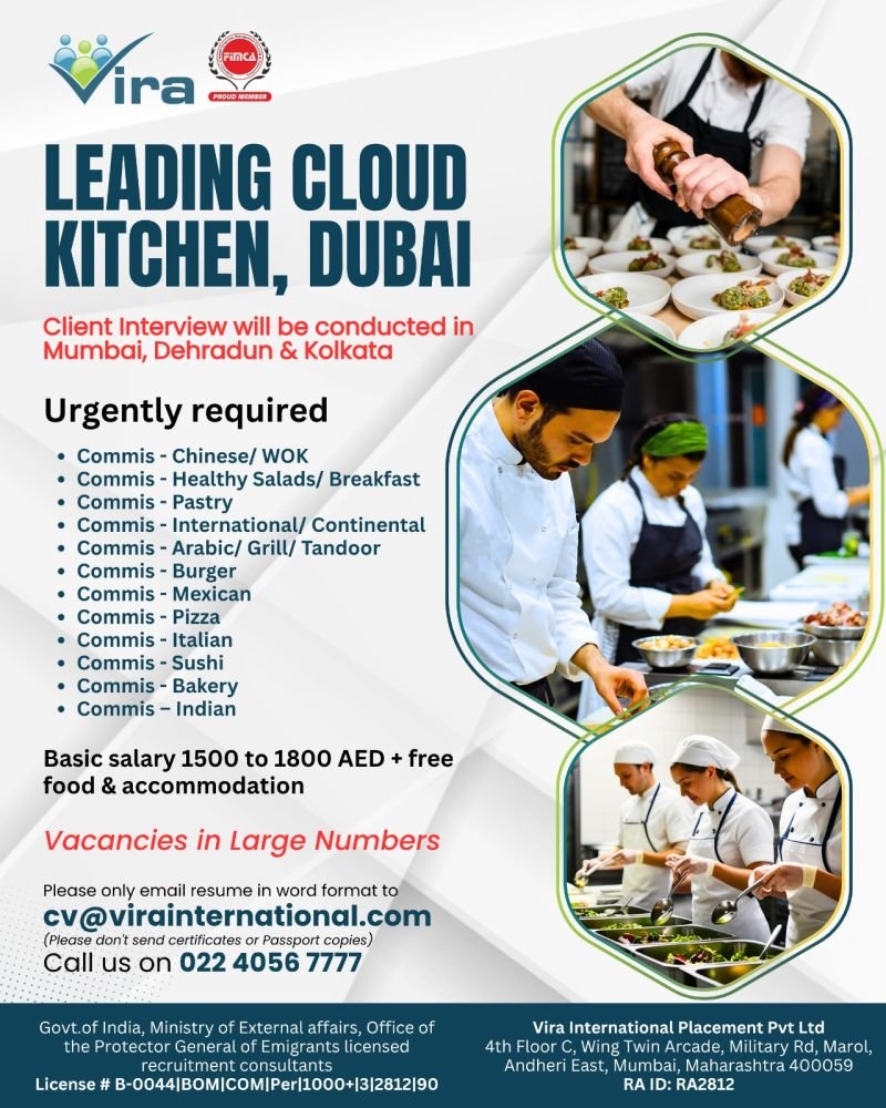 hiring for a Leading Cloud Kitchen in Dubai