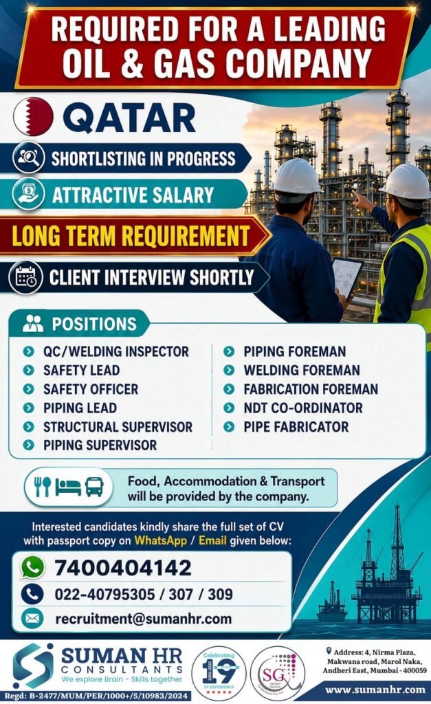 Qatar Oil & Gas Jobs 2026 | Long-Term Project
