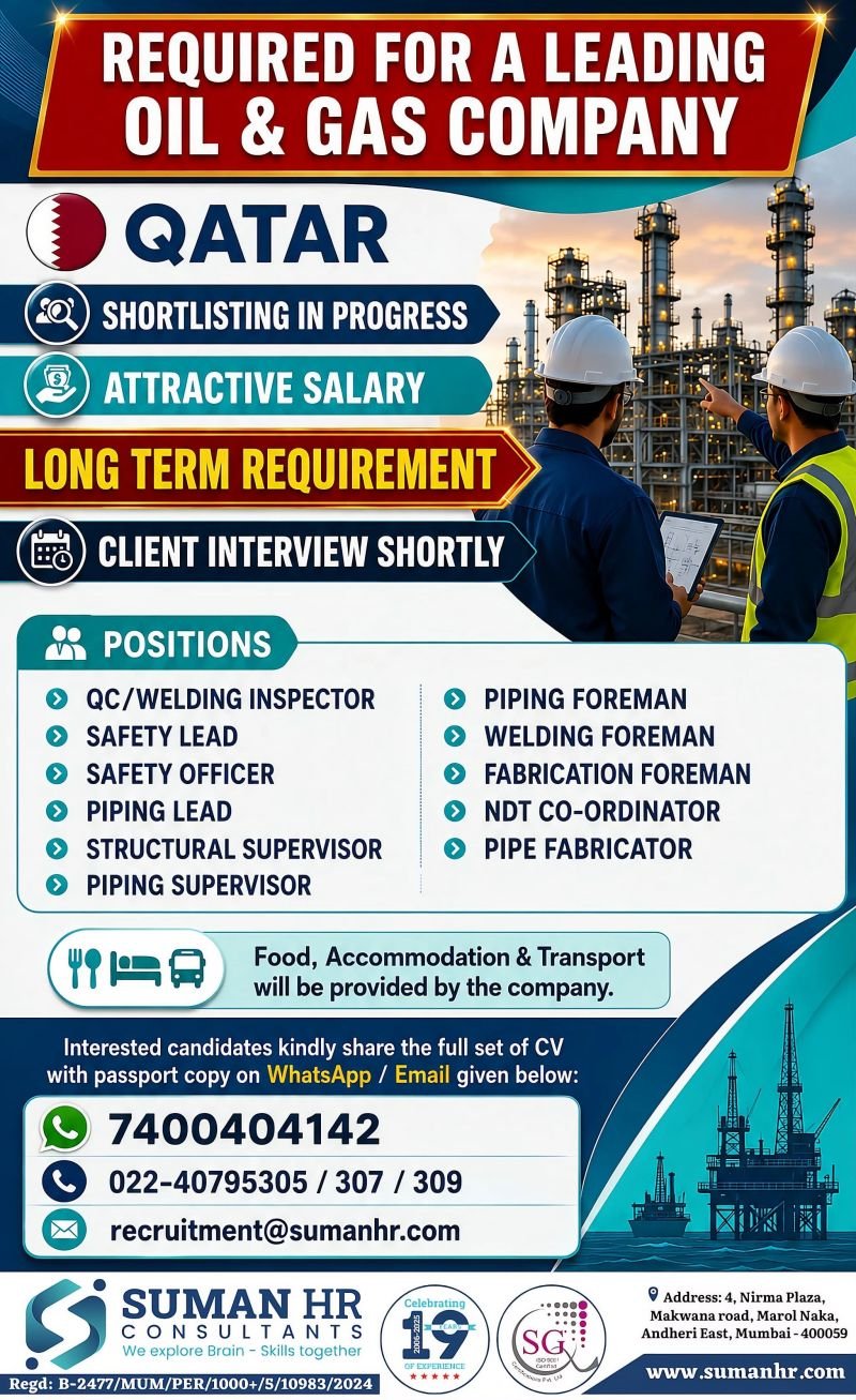 Qatar Oil & Gas Jobs 2026 | Long-Term Project