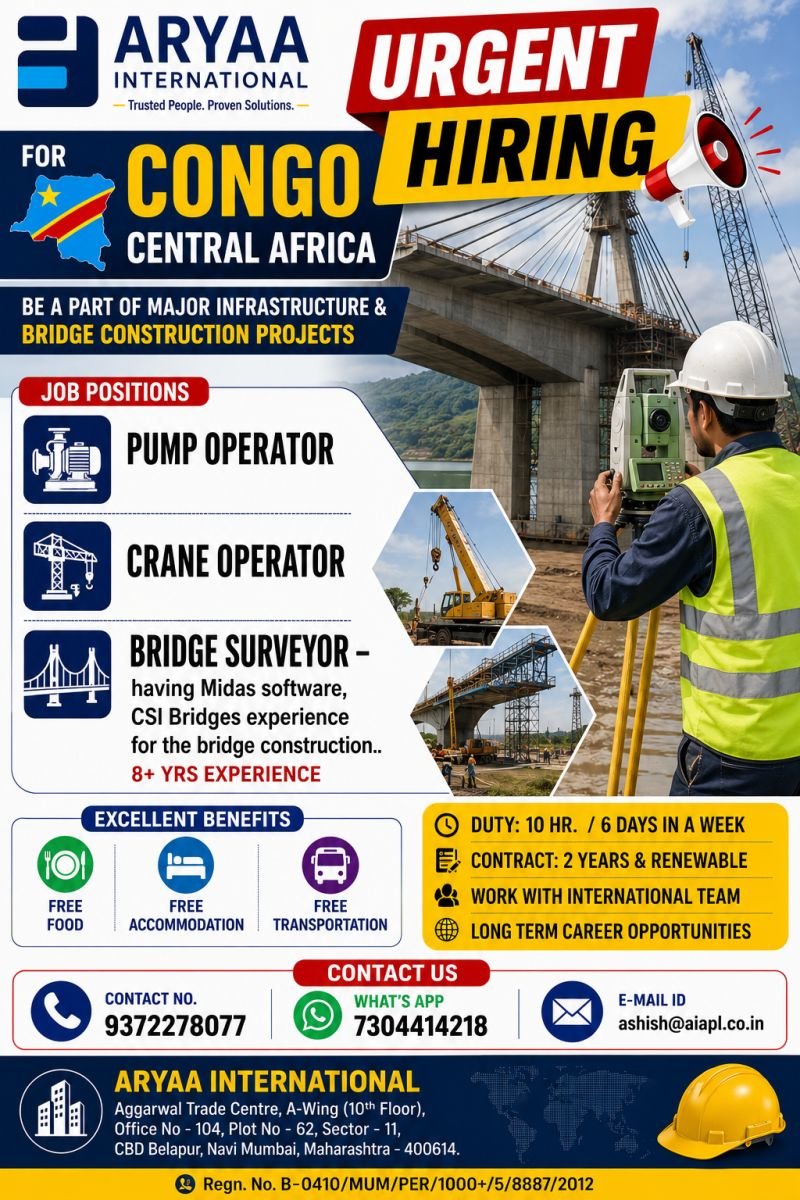 Congo - Hiring For Major Bridge Construction & Infrastructure Projects