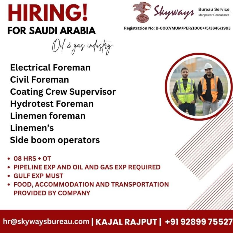 Saudi Arabia - hiring experienced professionals for a leading Oil & Gas / Pipeline project 
