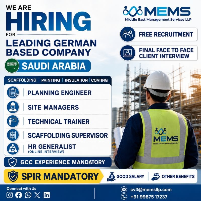 Saudi Arabia Jobs 2026 – Free Recruitment for German-Based Company 